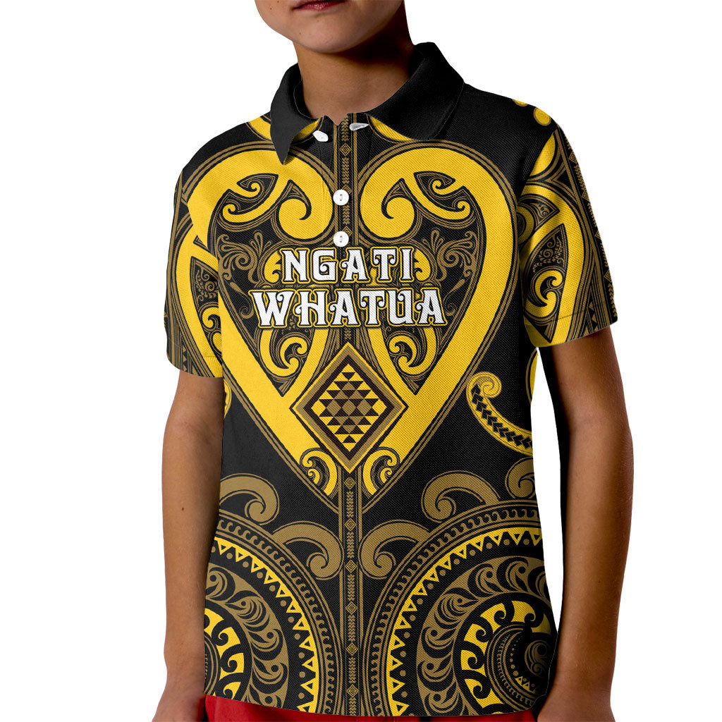Custom Aotearoa Ngati Whatua Kid Polo Shirt Maori Tribal Pattern