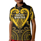 Custom Aotearoa Ngati Whatua Kid Polo Shirt Maori Tribal Pattern