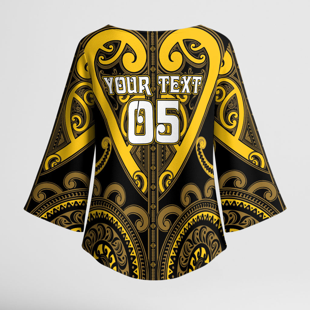 Custom Aotearoa Ngati Whatua Kimono Sleeve Blouse Maori Tribal Pattern
