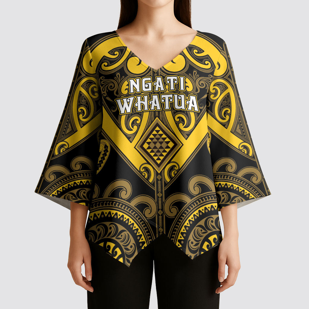 Custom Aotearoa Ngati Whatua Kimono Sleeve Blouse Maori Tribal Pattern