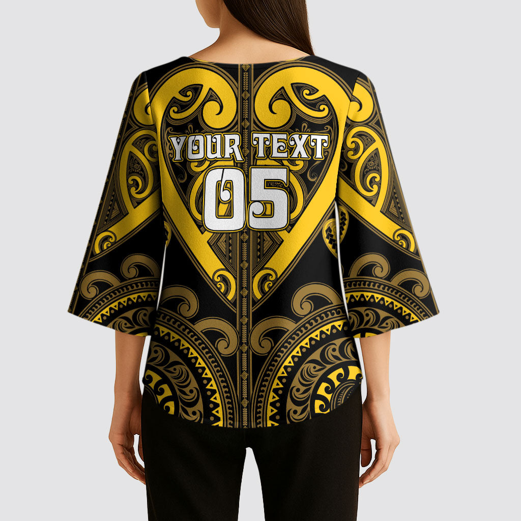 Custom Aotearoa Ngati Whatua Kimono Sleeve Blouse Maori Tribal Pattern