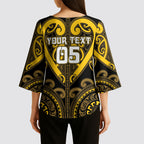 Custom Aotearoa Ngati Whatua Kimono Sleeve Blouse Maori Tribal Pattern