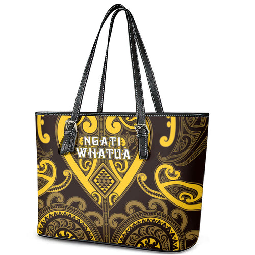 Aotearoa Ngati Whatua Leather Tote Bag Maori Tribal Pattern