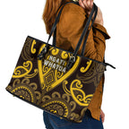 Aotearoa Ngati Whatua Leather Tote Bag Maori Tribal Pattern