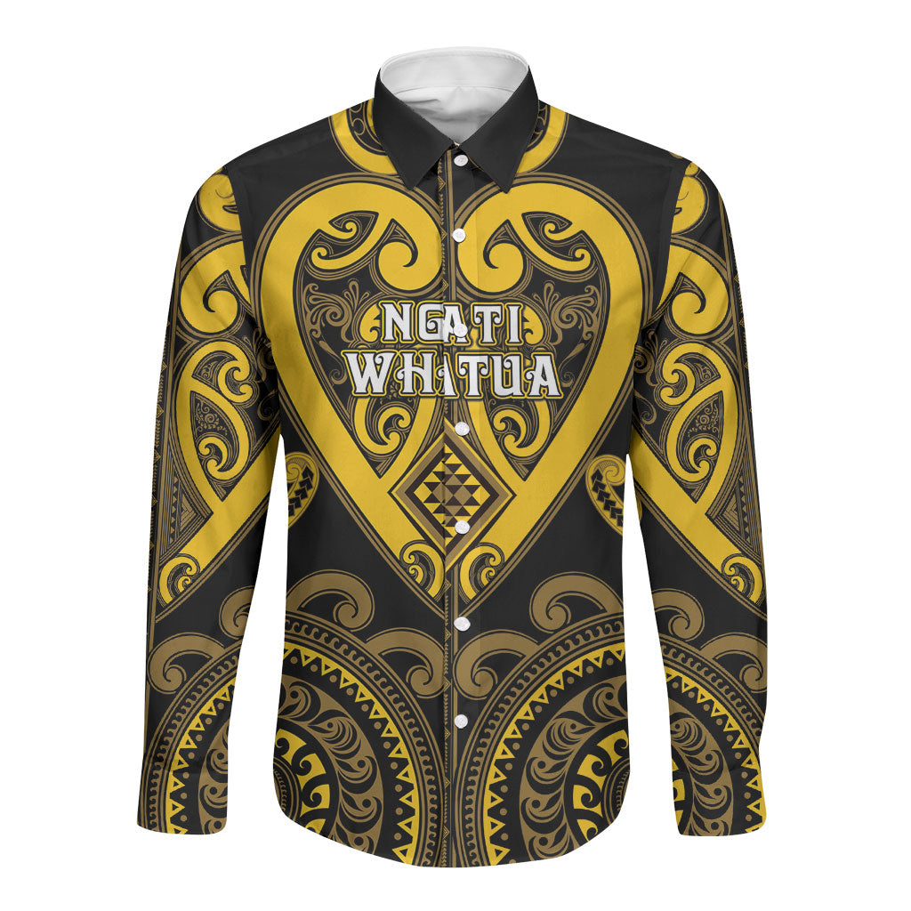 Custom Aotearoa Ngati Whatua Long Sleeve Button Shirt Maori Tribal Pattern