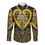 Custom Aotearoa Ngati Whatua Long Sleeve Button Shirt Maori Tribal Pattern