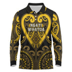 Custom Aotearoa Ngati Whatua Long Sleeve Polo Shirt Maori Tribal Pattern