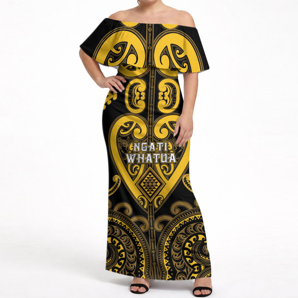 Custom Aotearoa Ngati Whatua Off Shoulder Maxi Dress Maori Tribal Pattern