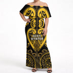 Custom Aotearoa Ngati Whatua Off Shoulder Maxi Dress Maori Tribal Pattern