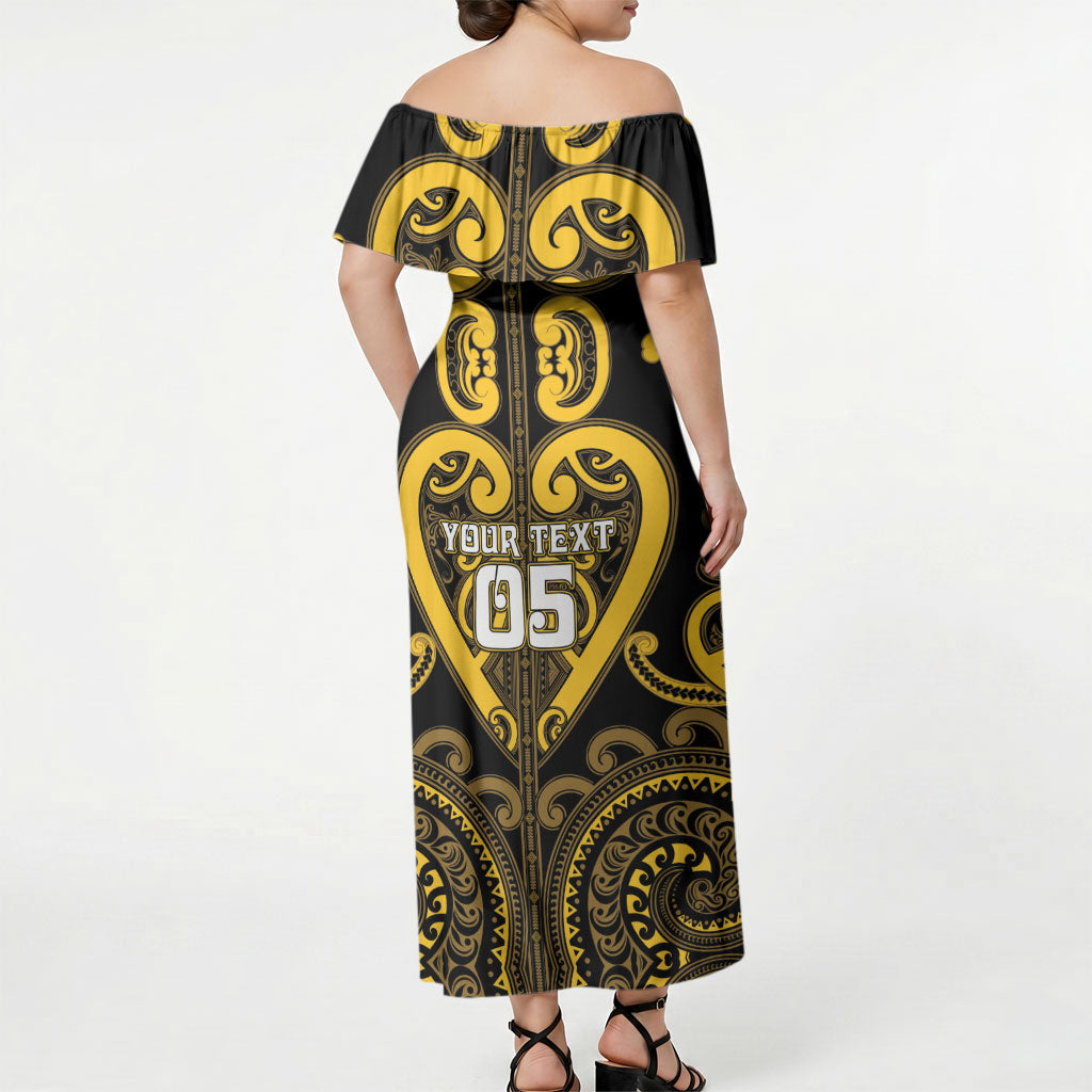 Custom Aotearoa Ngati Whatua Off Shoulder Maxi Dress Maori Tribal Pattern