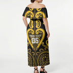 Custom Aotearoa Ngati Whatua Off Shoulder Maxi Dress Maori Tribal Pattern