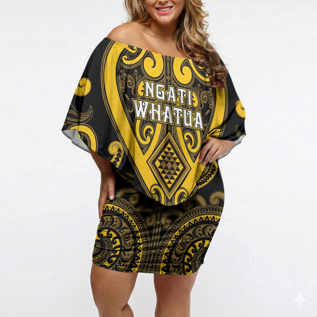 Custom Aotearoa Ngati Whatua Off Shoulder Short Dress Maori Tribal Pattern