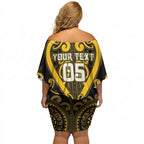 Custom Aotearoa Ngati Whatua Off Shoulder Short Dress Maori Tribal Pattern