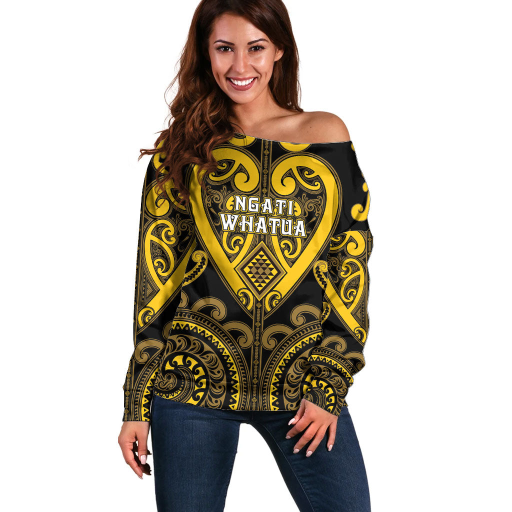 Custom Aotearoa Ngati Whatua Off Shoulder Sweater Maori Tribal Pattern