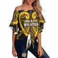 Custom Aotearoa Ngati Whatua Off Shoulder Wrap Waist Top Maori Tribal Pattern