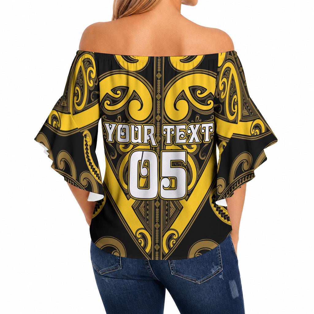 Custom Aotearoa Ngati Whatua Off Shoulder Wrap Waist Top Maori Tribal Pattern