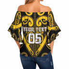 Custom Aotearoa Ngati Whatua Off Shoulder Wrap Waist Top Maori Tribal Pattern
