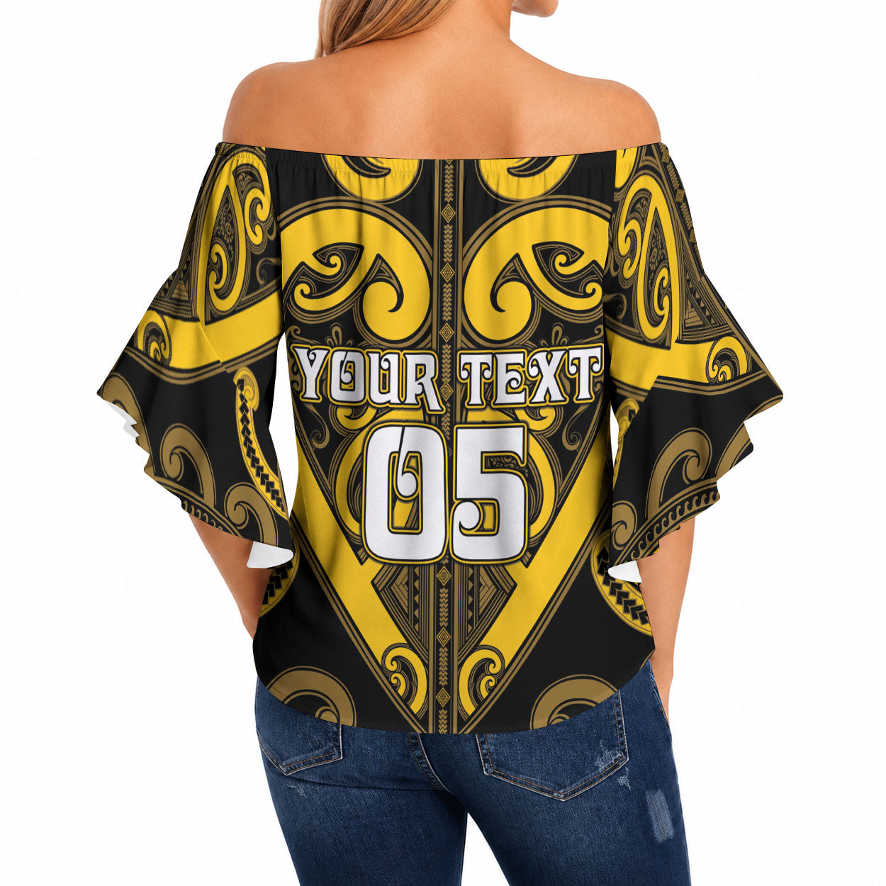 Custom Aotearoa Ngati Whatua Off Shoulder Wrap Waist Top Maori Tribal Pattern