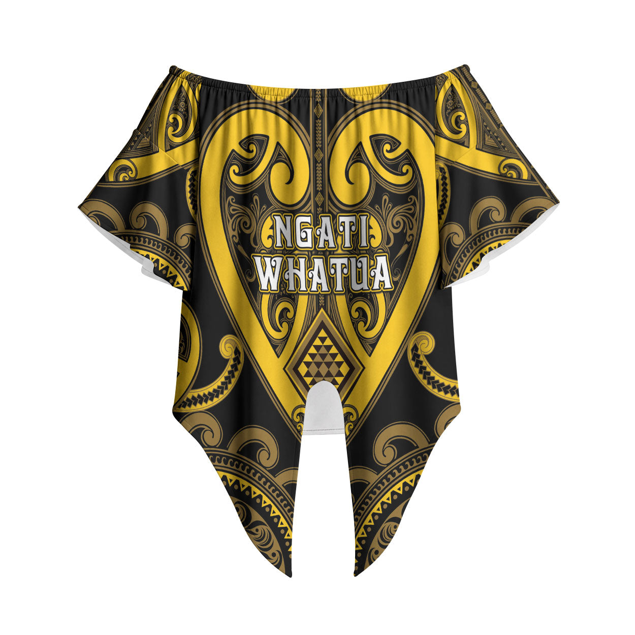 Custom Aotearoa Ngati Whatua Off Shoulder Wrap Waist Top Maori Tribal Pattern