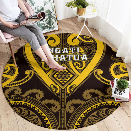 Aotearoa Ngati Whatua Round Carpet Maori Tribal Pattern
