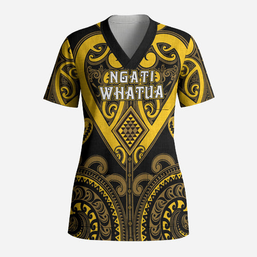 Custom Aotearoa Ngati Whatua Scrub Top Maori Tribal Pattern