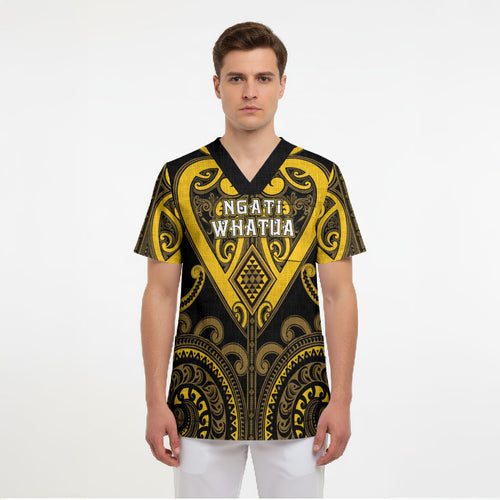 Custom Aotearoa Ngati Whatua Scrub Top Maori Tribal Pattern