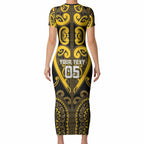 Custom Aotearoa Ngati Whatua Short Sleeve Bodycon Dress Maori Tribal Pattern