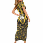 Custom Aotearoa Ngati Whatua Short Sleeve Bodycon Dress Maori Tribal Pattern