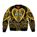 Custom Aotearoa Ngati Whatua Sleeve Zip Bomber Jacket Maori Tribal Pattern