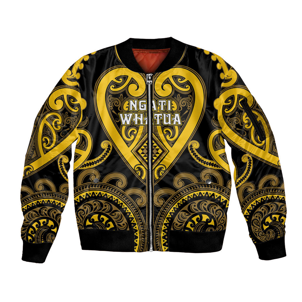Custom Aotearoa Ngati Whatua Sleeve Zip Bomber Jacket Maori Tribal Pattern