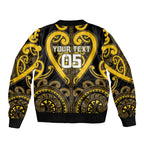 Custom Aotearoa Ngati Whatua Sleeve Zip Bomber Jacket Maori Tribal Pattern