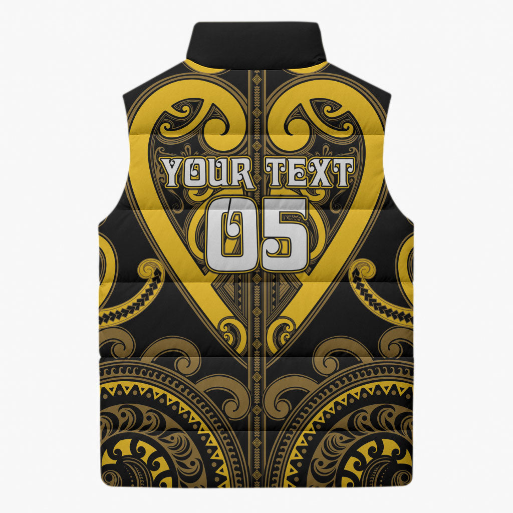 Custom Aotearoa Ngati Whatua Sleeveless Puffer Jacket Maori Tribal Pattern