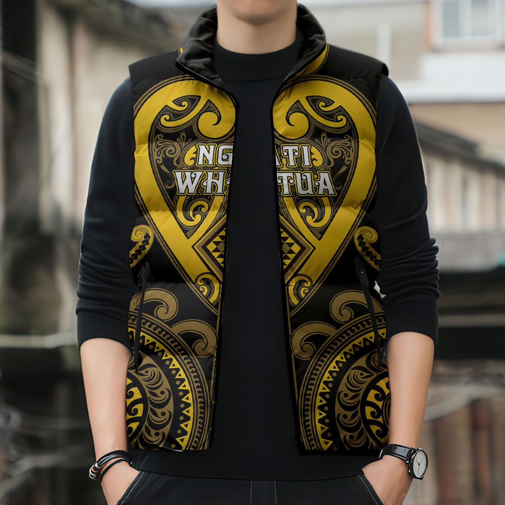 Custom Aotearoa Ngati Whatua Sleeveless Puffer Jacket Maori Tribal Pattern