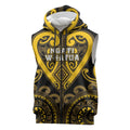 Custom Aotearoa Ngati Whatua Sleeveless Zip Hoodie Maori Tribal Pattern