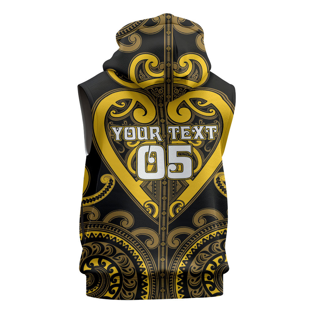 Custom Aotearoa Ngati Whatua Sleeveless Zip Hoodie Maori Tribal Pattern