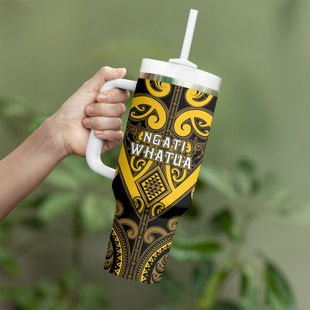 Custom Aotearoa Ngati Whatua Tumbler With Handle Maori Tribal Pattern