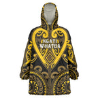 Custom Aotearoa Ngati Whatua Wearable Blanket Hoodie Maori Tribal Pattern