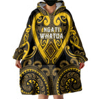 Custom Aotearoa Ngati Whatua Wearable Blanket Hoodie Maori Tribal Pattern