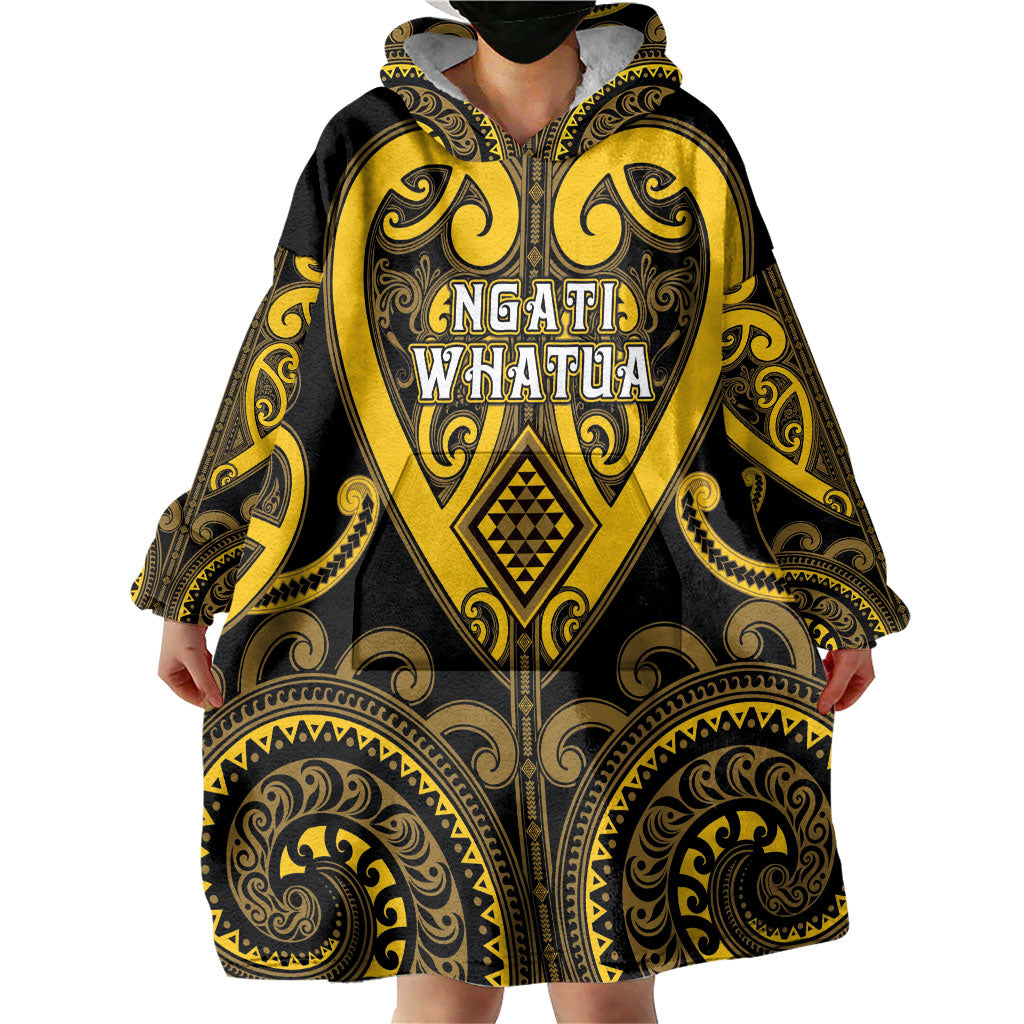 Custom Aotearoa Ngati Whatua Wearable Blanket Hoodie Maori Tribal Pattern