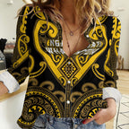 Custom Aotearoa Ngati Whatua Women Casual Shirt Maori Tribal Pattern
