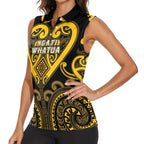 Custom Aotearoa Ngati Whatua Women Sleeveless Polo Shirt Maori Tribal Pattern
