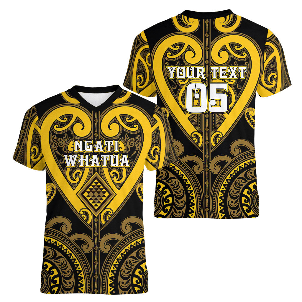 Custom Aotearoa Ngati Whatua Women V-Neck T-Shirt Maori Tribal Pattern