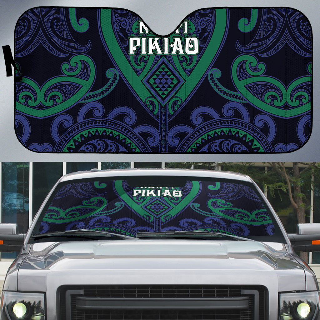 Aotearoa Ngati Pikiao Auto Sun Shade Maori Tribal Pattern