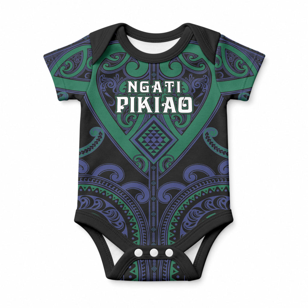 Custom Aotearoa Ngati Pikiao Baby Onesie Maori Tribal Pattern
