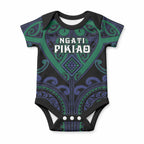 Custom Aotearoa Ngati Pikiao Baby Onesie Maori Tribal Pattern