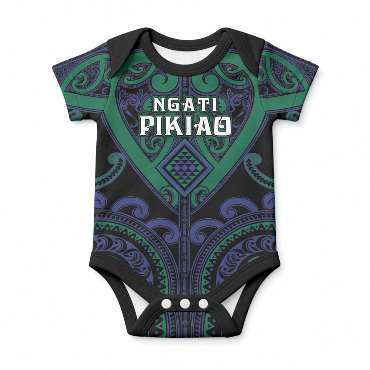Custom Aotearoa Ngati Pikiao Baby Onesie Maori Tribal Pattern