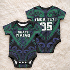 Custom Aotearoa Ngati Pikiao Baby Onesie Maori Tribal Pattern