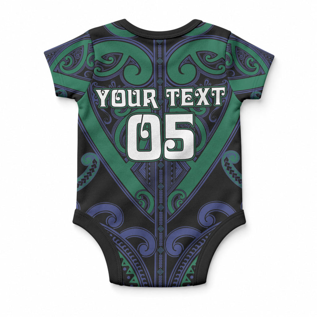 Custom Aotearoa Ngati Pikiao Baby Onesie Maori Tribal Pattern