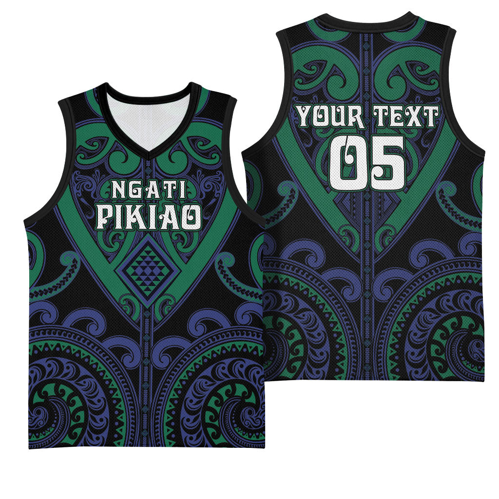 Custom Aotearoa Ngati Pikiao Basketball Jersey Maori Tribal Pattern