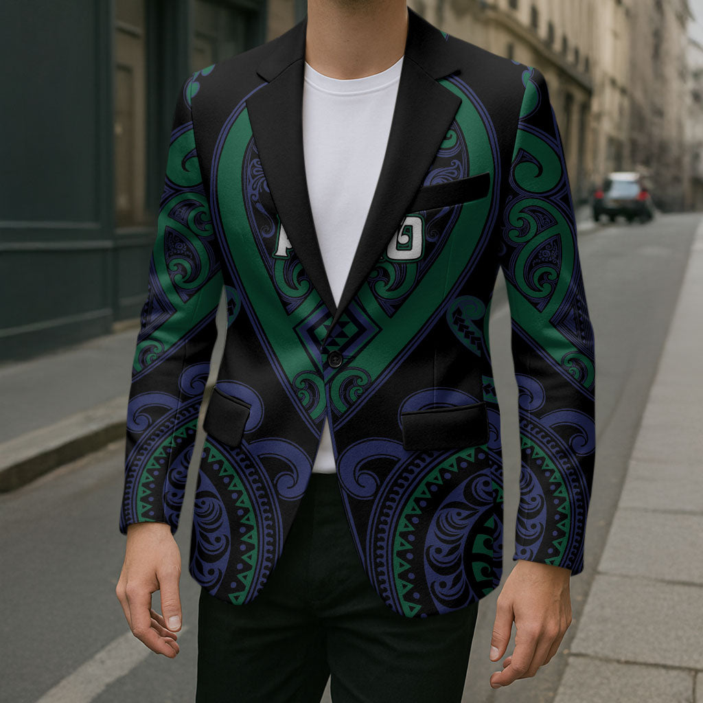 Custom Aotearoa Ngati Pikiao Blazer Maori Tribal Pattern